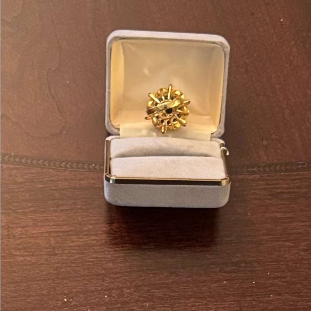 Elegant 14K Gold Sapphire & Opal Floral Ring - Picture 3 of 4
